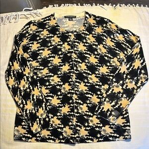 Designers Originals Vintage Cream/Black Patterned Button-Front Cardigan size L